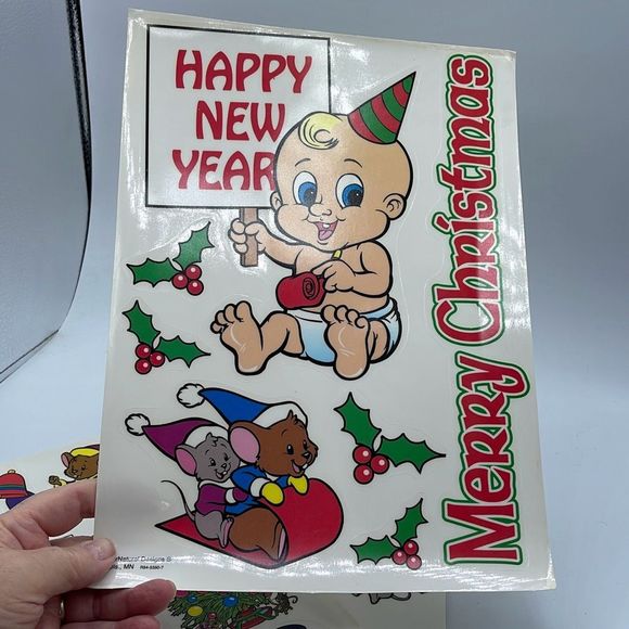 Vintage window clings New never used. Lot of 3. Made in USA. - Picture 2 of 5